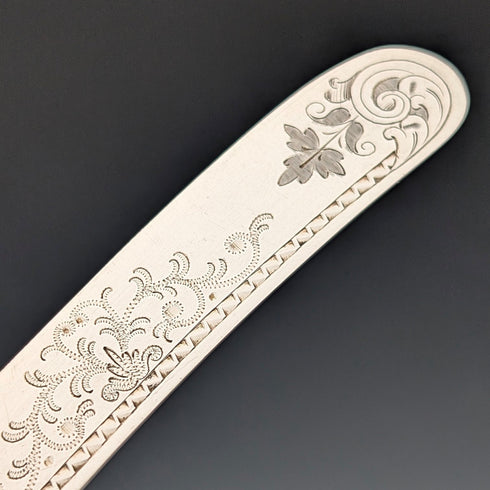 1923 British Antique Pure Silver Handle Dessert Cutlery 5 Pair Yates Brothers Wooden Box